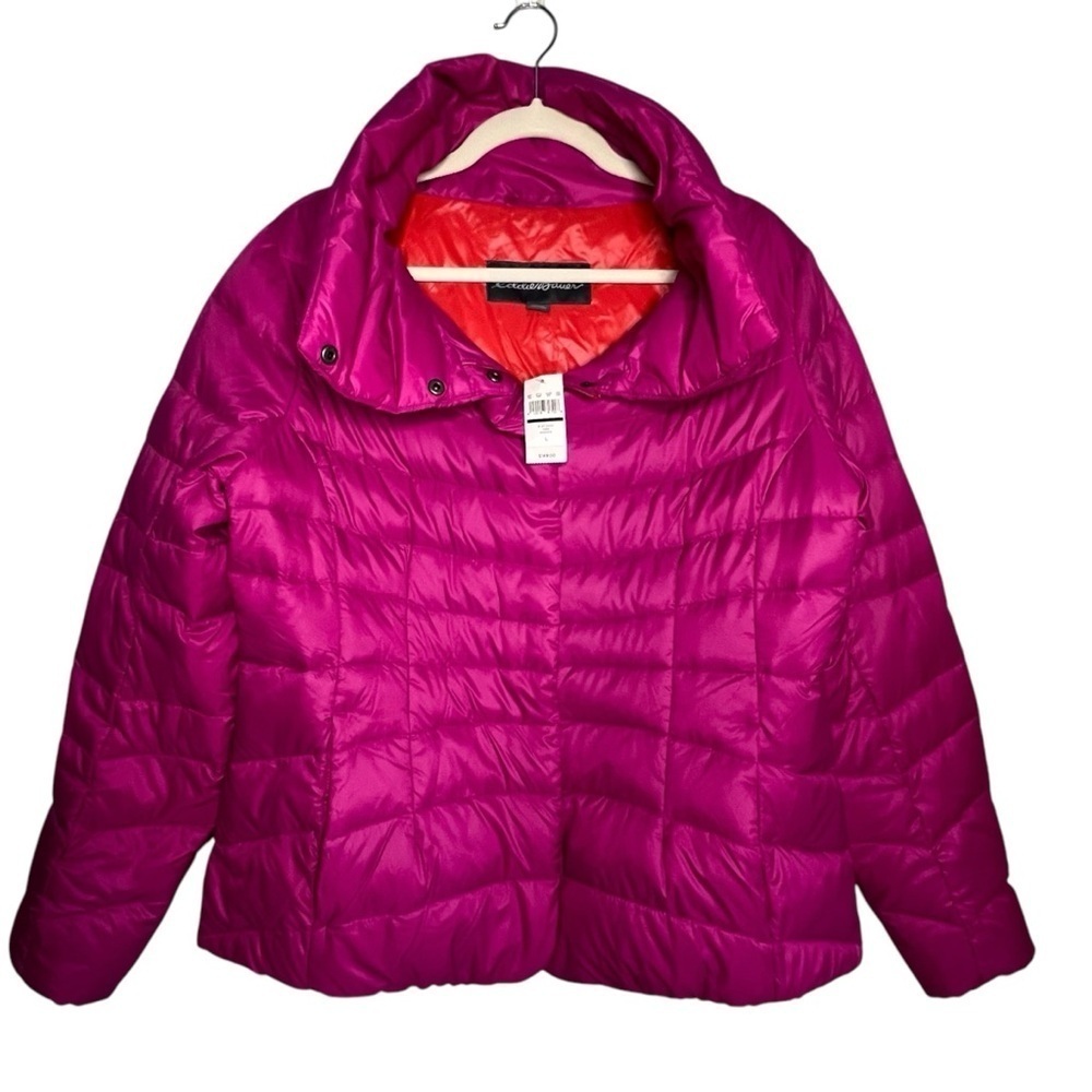 Eddie Bauer Goose Down Puffer Coat Pink Size Large NWT